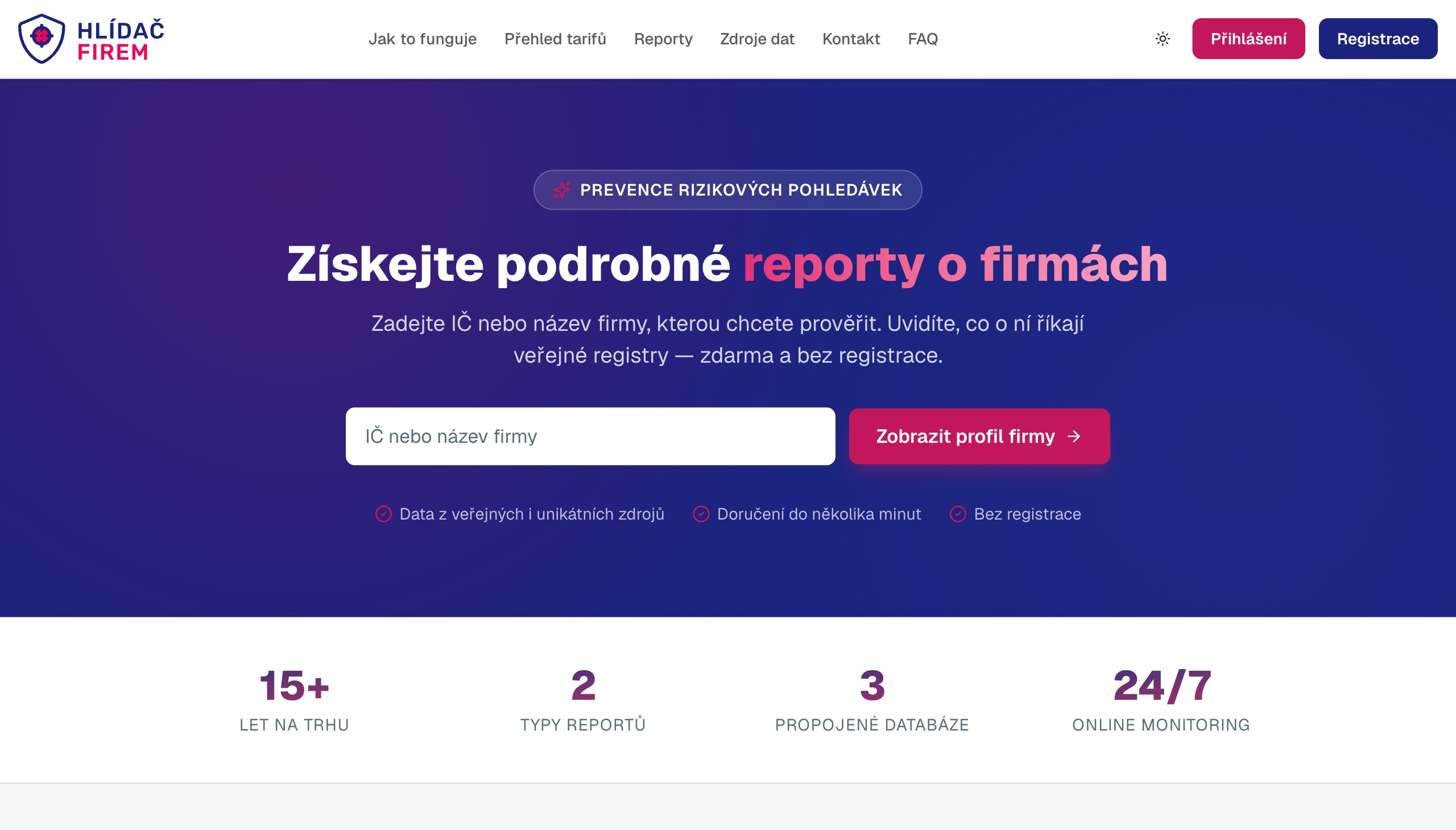 Úvodní stránka nové verze hlidacfirem.cz