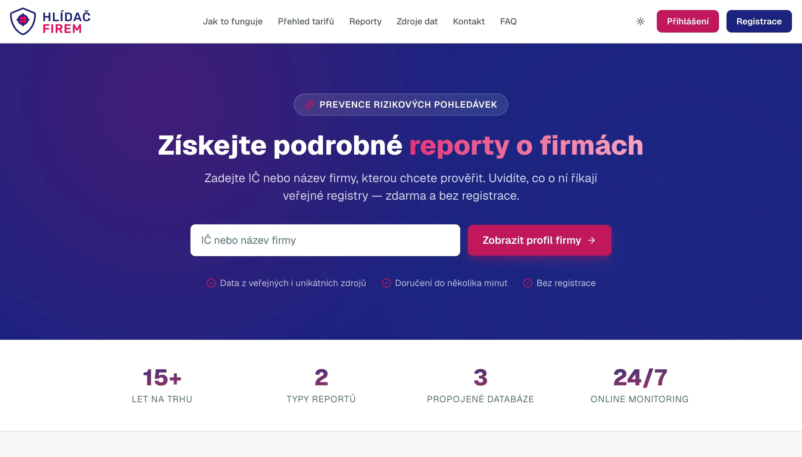 Úvodní stránka nové verze hlidacfirem.cz